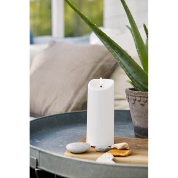 LED BLOKLYS FLAMME / 18 cm / Batteri / Timer / Udendørs brug / IP44