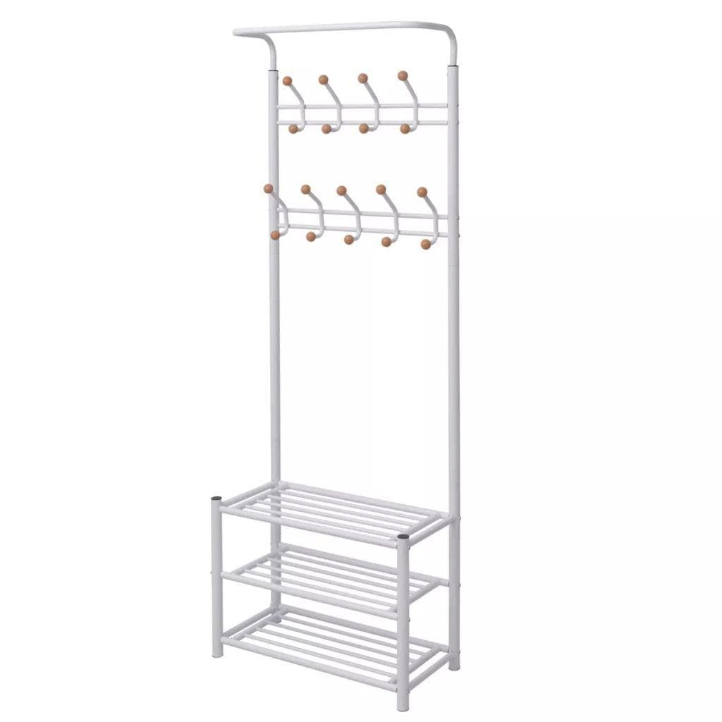 vidaXL knagerække med skoopbevaring 68x32x182,5 cm hvid