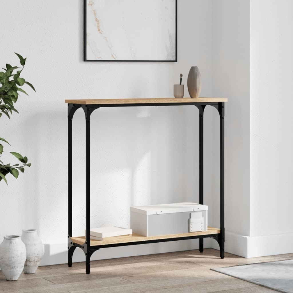 vidaXL konsolbord 75x22,5x75 cm konstrueret træ sonoma-eg