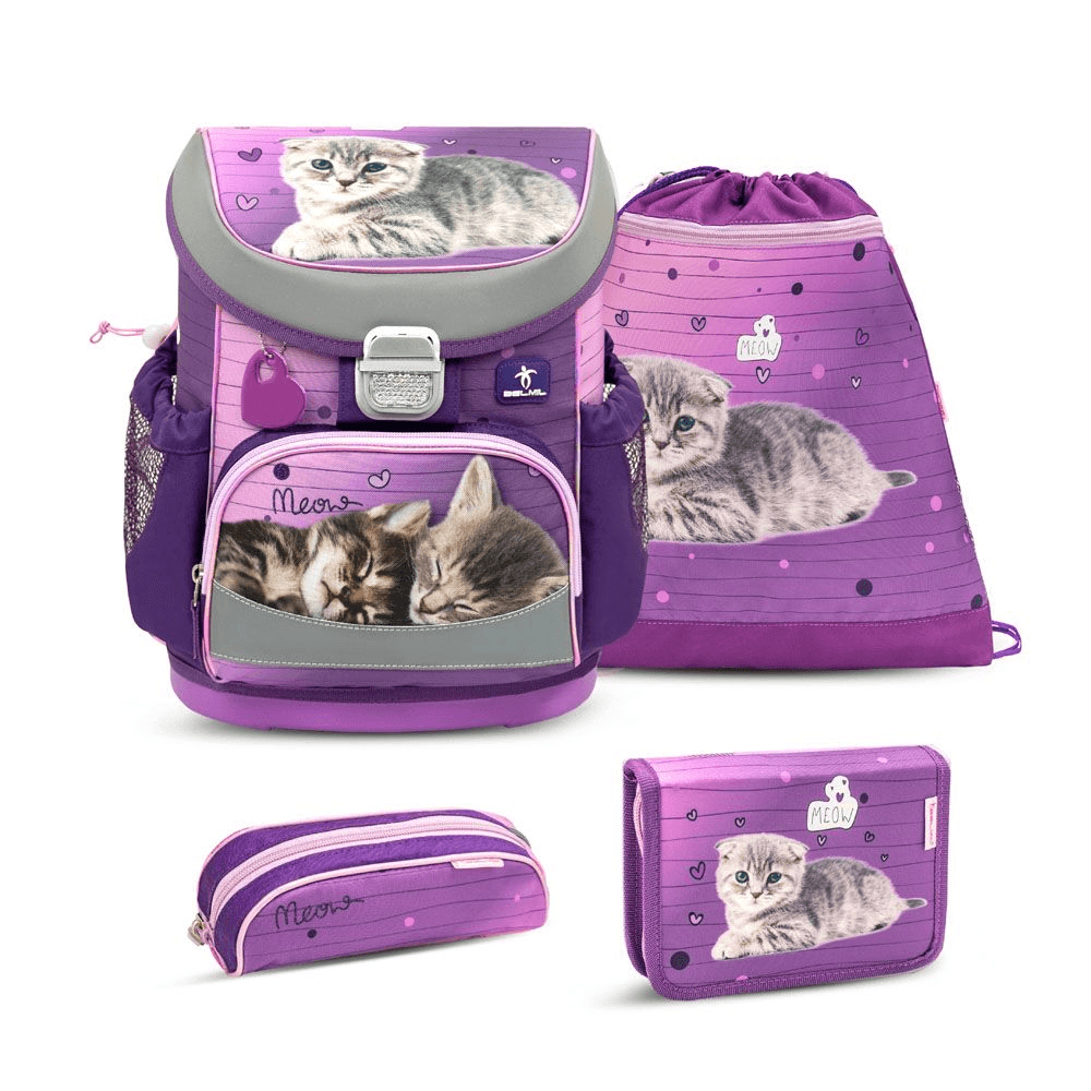 Katte Skoletaske med 4 Dele Belmil Minifit Skoletasker 853648