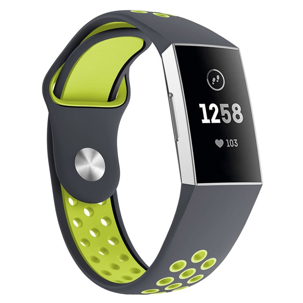 Fitbit Charge 3 tofarvet silikone strap - Grøn Størrelse: L