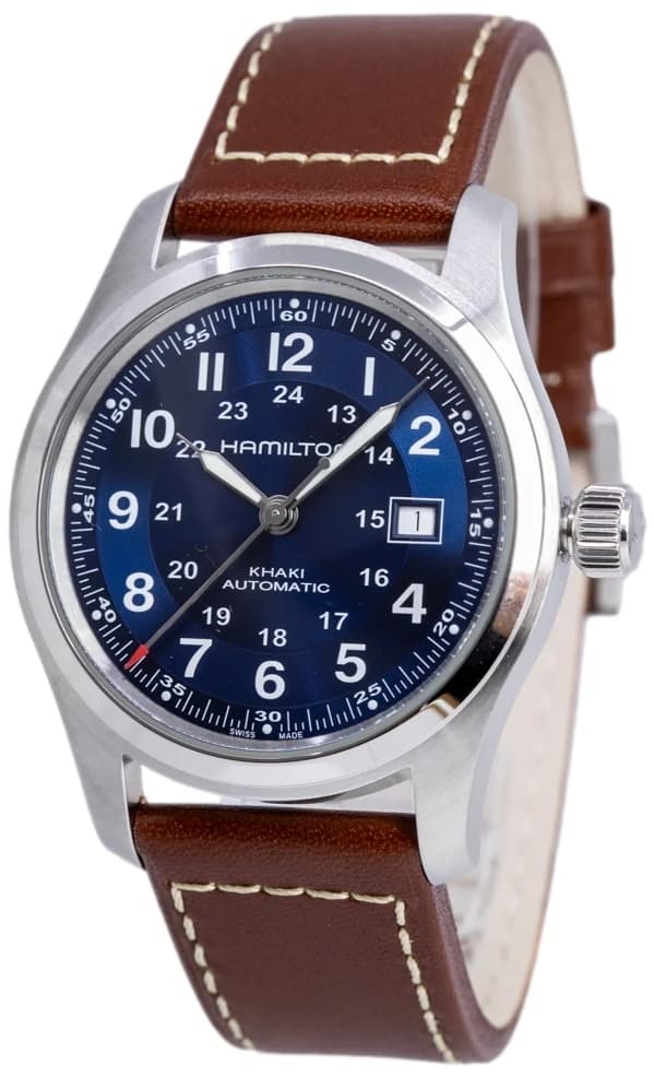 Hamilton Herreur H70605540 Khaki Field Blå/Læder Ø42 mm