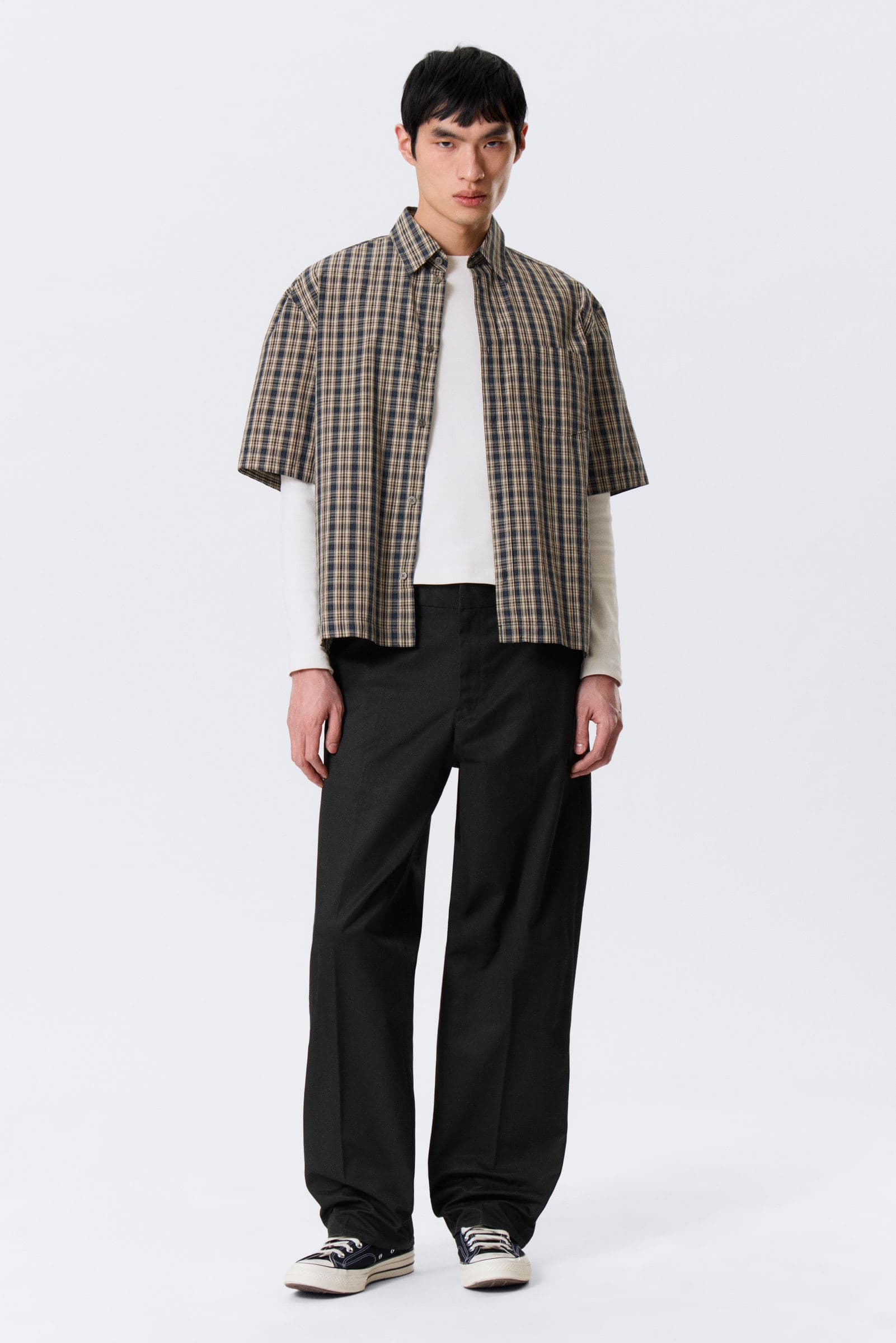 Mid Rise Relaxed Straight Leg Chino Trousers