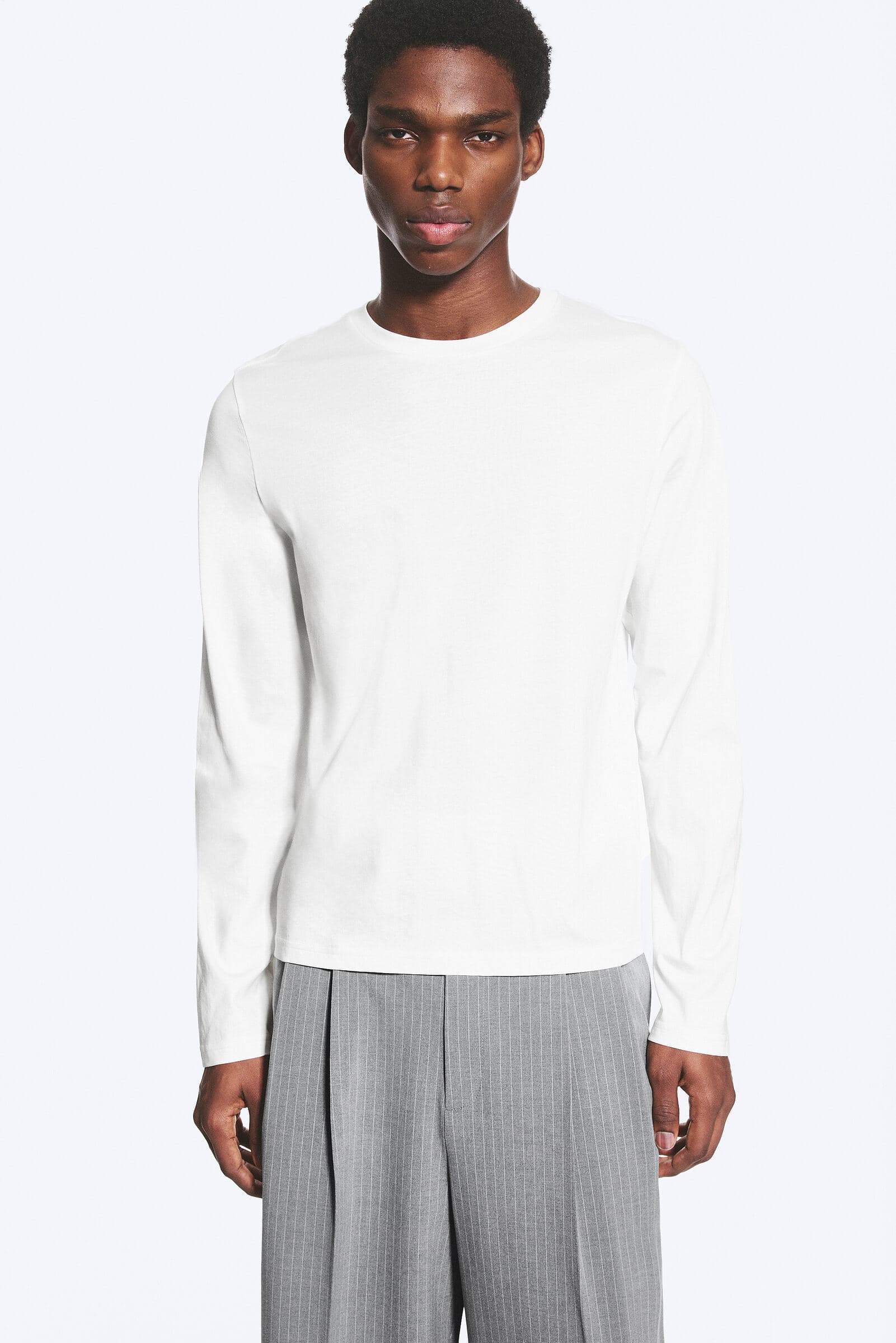 Shrunken Long-Sleeved Cotton T-shirt