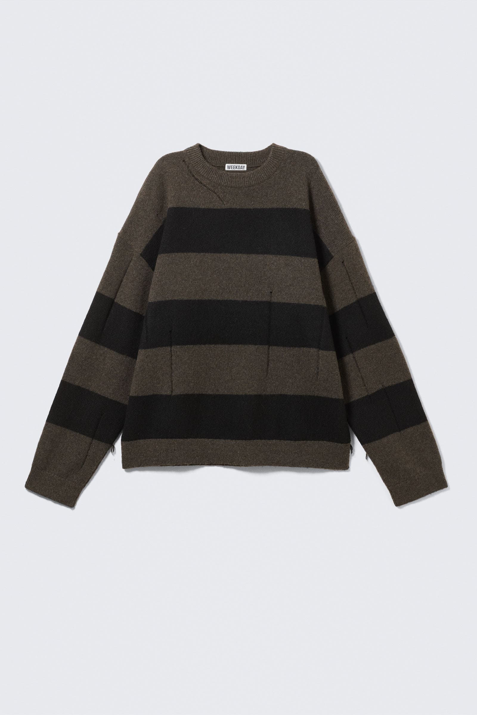 Striped Knitted Distressed Sweater