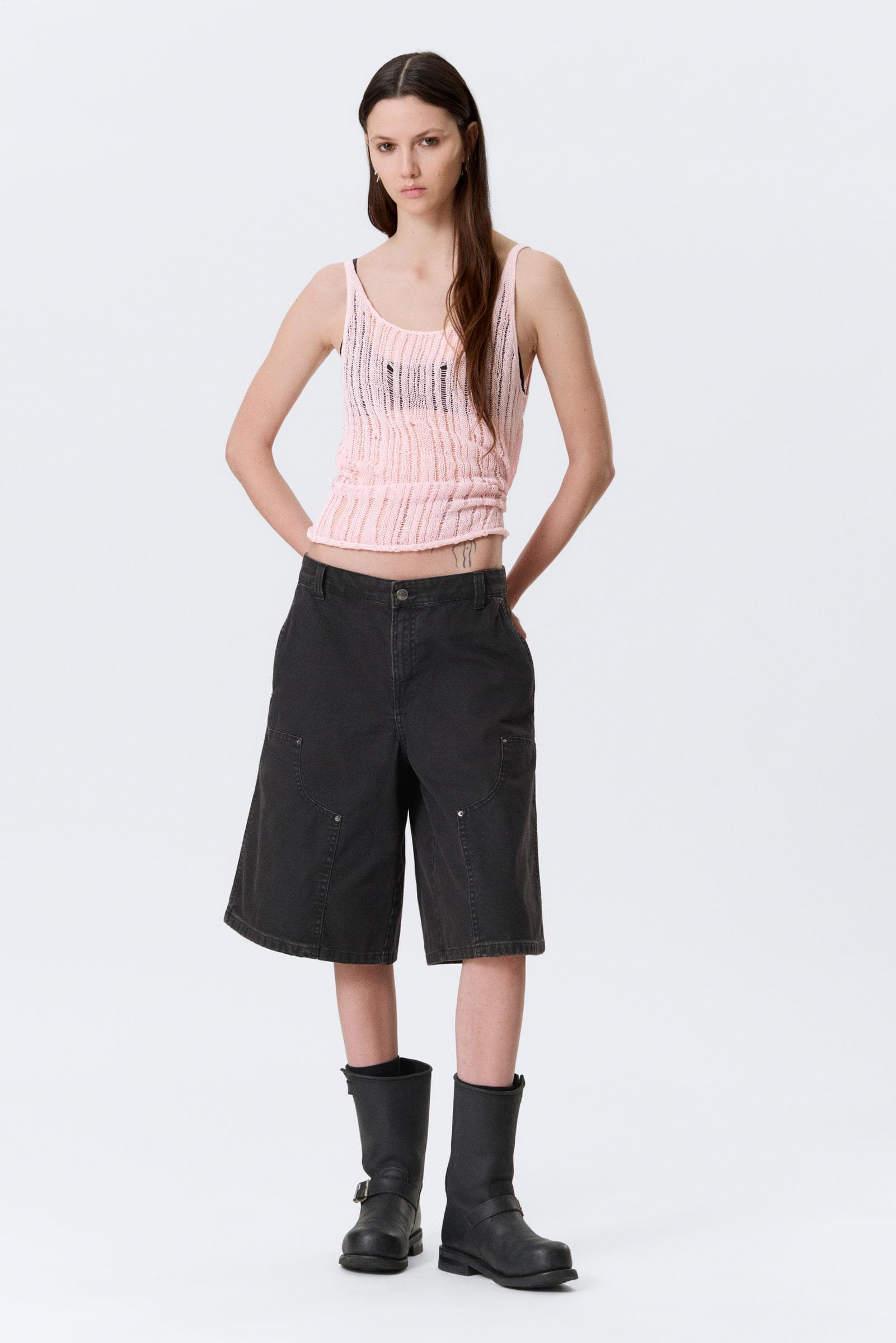 Low Rise Loose Washed Carpenter Shorts