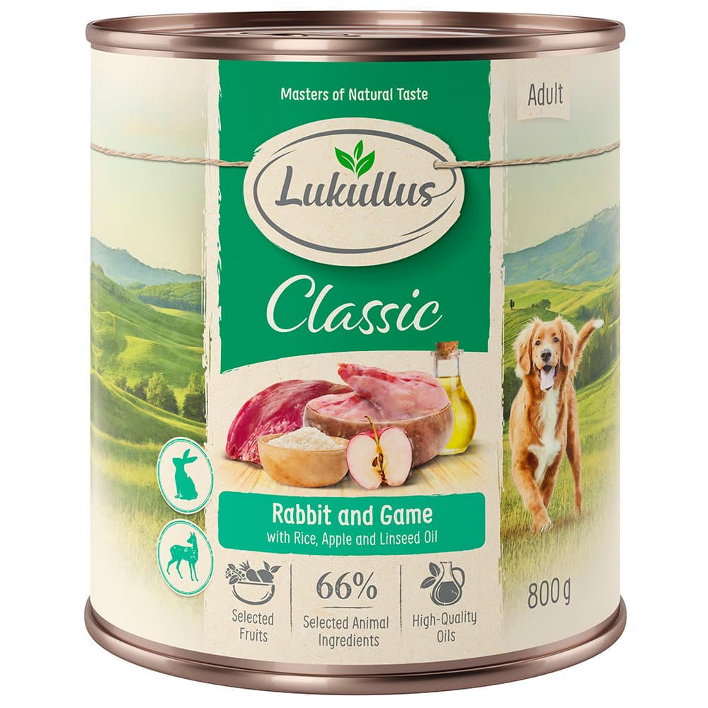 Økonomipakke Lukullus Adult 24 x 800 g - Kanin & Vildt