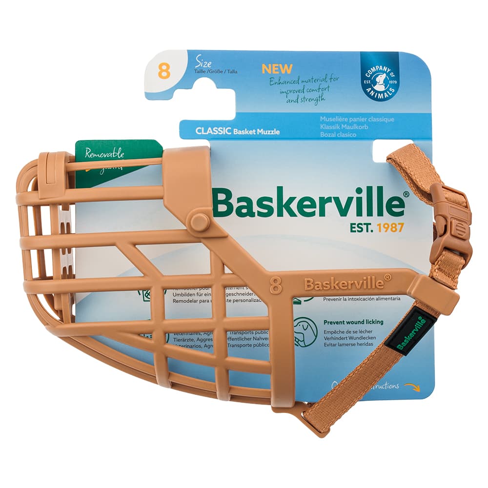 Mundkurv Baskerville Classic, beige - Størrelse 8