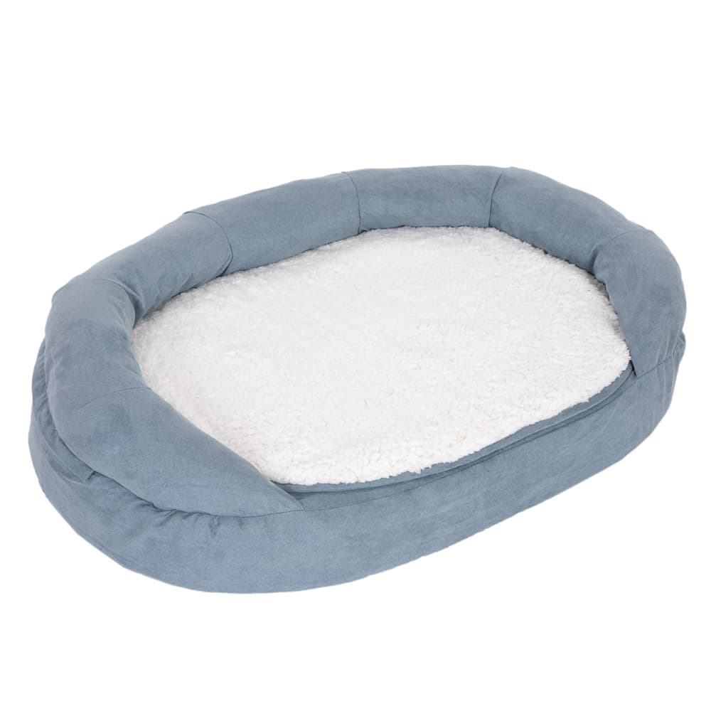 Hundeseng Memory oval, grå - L 117 x B 72 x H 24 cm
