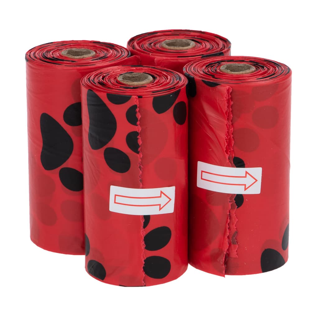 Hundeposer med duft - 4 ruller med 15 poser rd, Rose