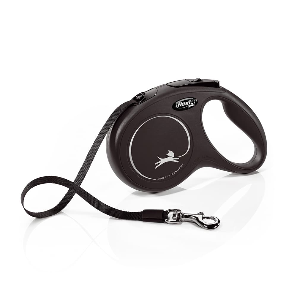 flexi Classic sele snor sort, 5 m - Størrelse M: op til 25 kg