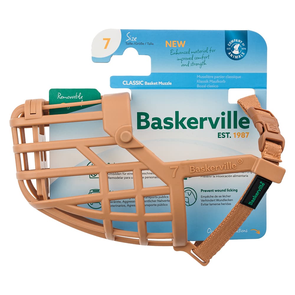 Mundkurv Baskerville Classic, beige - Størrelse 7