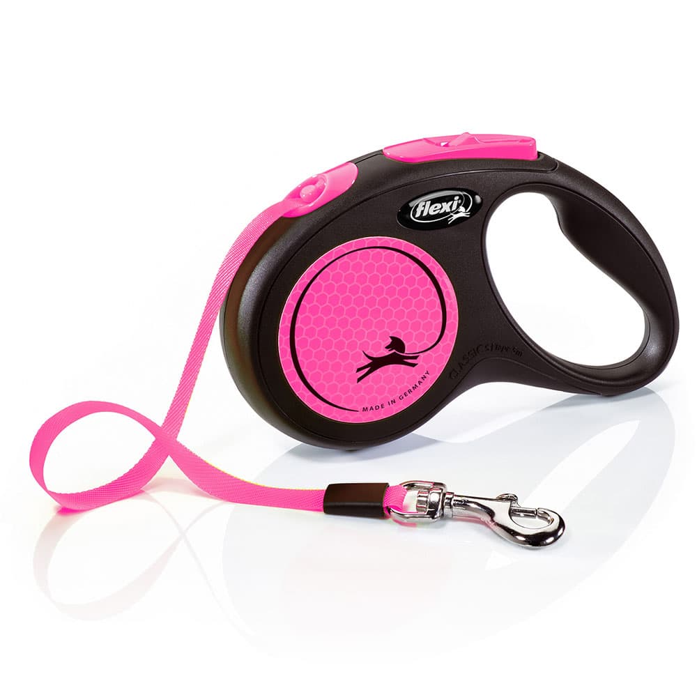 flexi New Neon bndline pink, 5 m - S: op til 15 kg