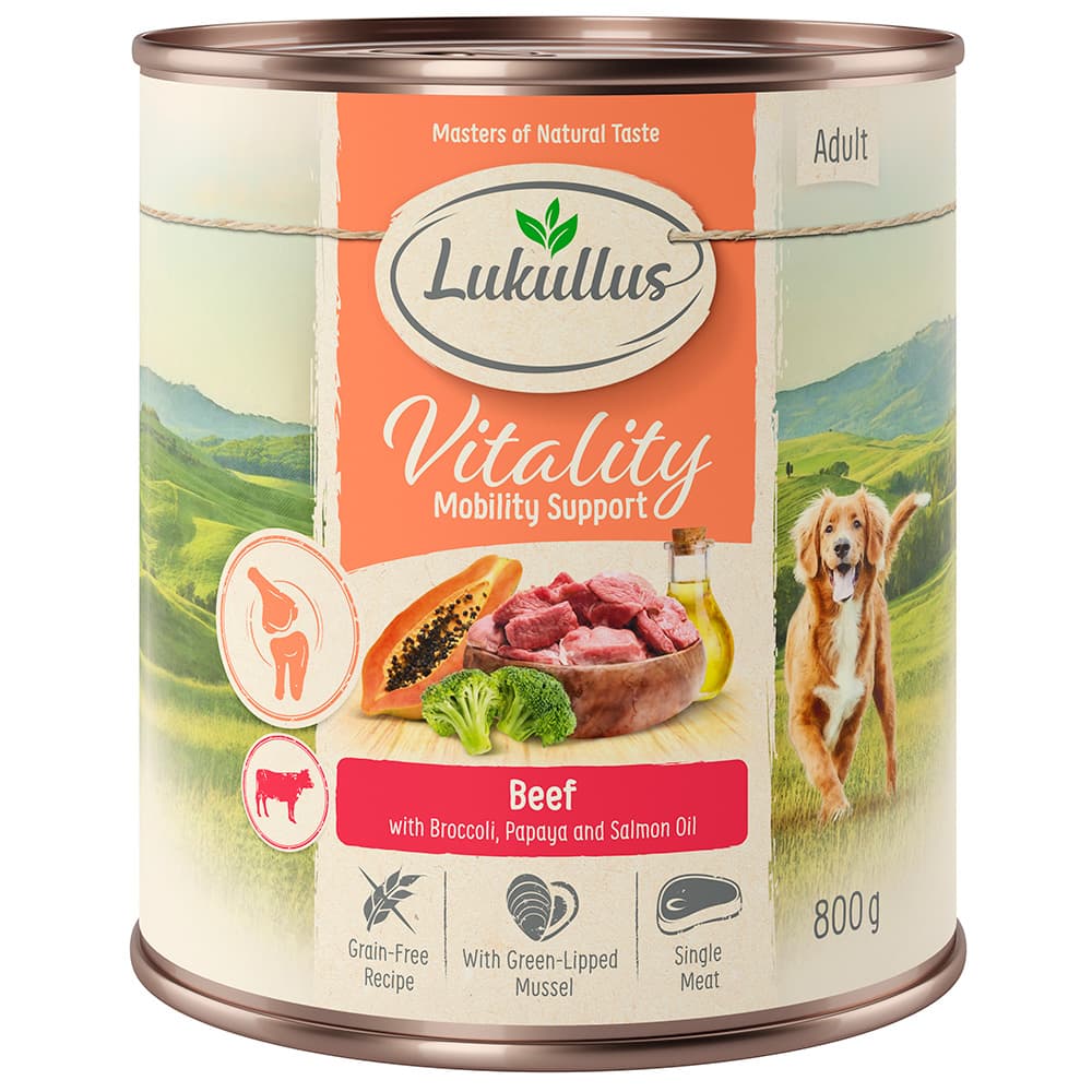Lukullus Vitality Mobility: Oksekød (kornfri) - 6 x 800 g