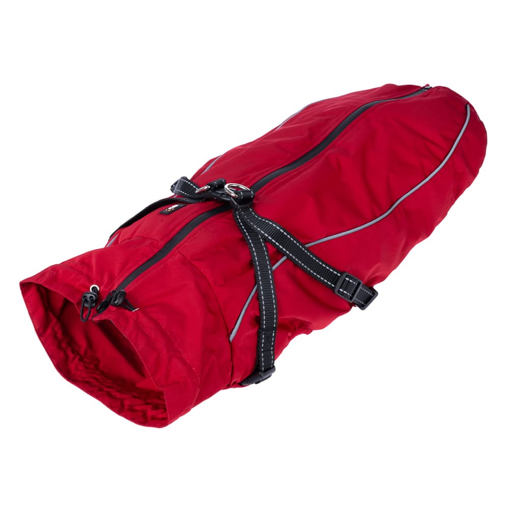 TIAKI Arkon hundejakke med sele, rød - ca. 65 cm ryglængde