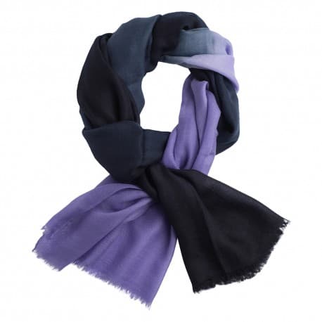 Tofarvet pashmina tørklæde i navy og lavendel