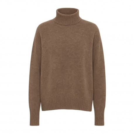 Sweater dame i cashmere – taupegrå, oversize