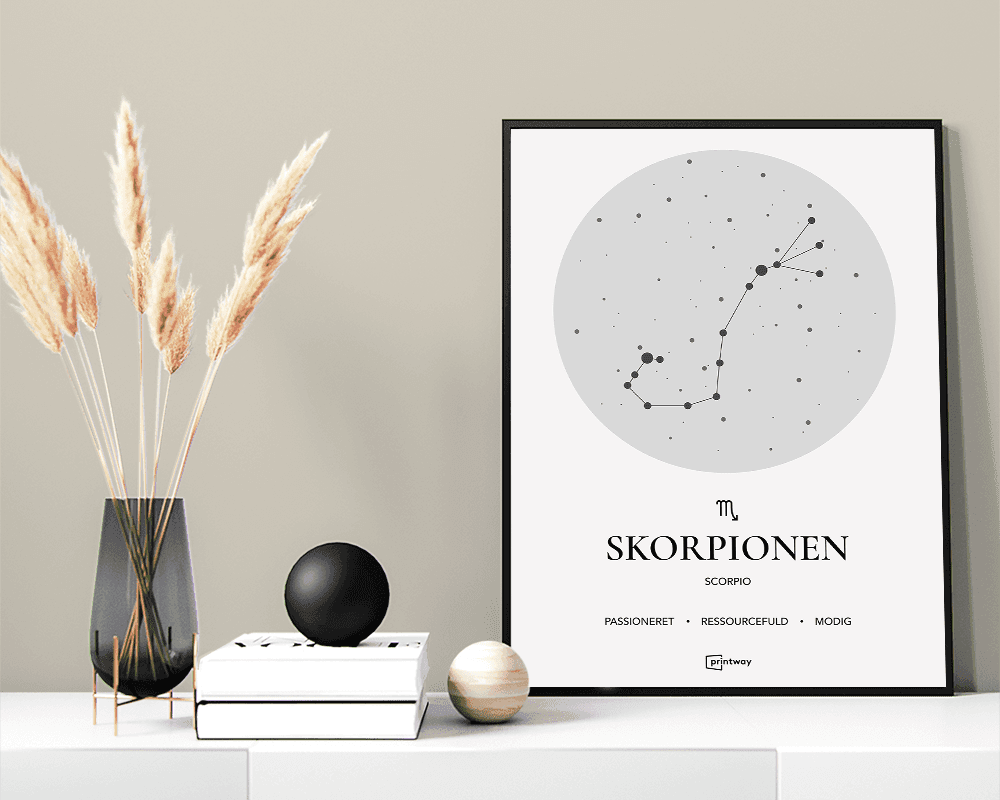 Skorpionen Stjernetegn Plakat Hvid 30×42 cm (A3)