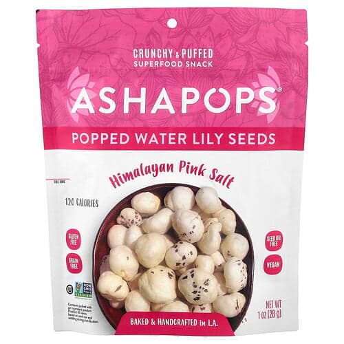 AshaPops, Poppede åkandefrø, Himalayas lyserødt salt, 28 g