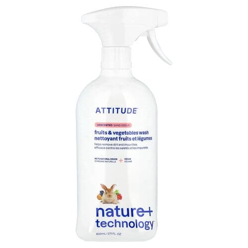 ATTITUDE, Nature + Technology™, Frugt- og grøntsagsvask, uparfumeret, 800 ml