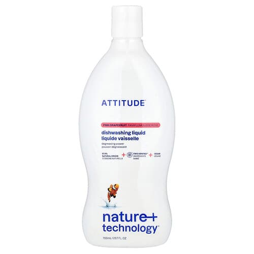 ATTITUDE, Nature + Technology™, opvaskemiddel, lyserød grapefrugt, 700 ml