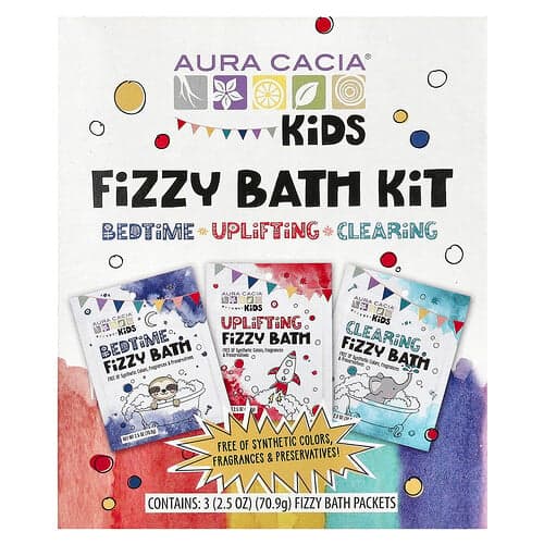 Aura Cacia, Børn, brusende badesæt, variation, 3 pakker, 70,9 g pr. stk.