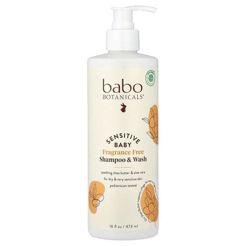 Babo Botanicals, Sensitiv baby, shampoo og vaskemiddel, uden parfume, 473 ml