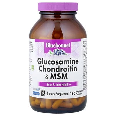 Bluebonnet Nutrition, Glucosamin Chondroitin & MSM, 180 vegetabilske kapsler