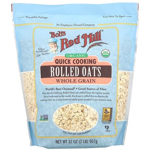 Bob's Red Mill, Økologiske, hurtigkogte havregryn, fuldkorn, 907 g