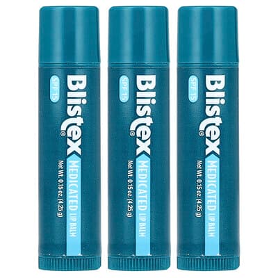 Blistex, Medicinsk læbepomade, beskyttende/solcreme, SPF 15, 3-pakning, 0,15 oz (4,25 g) pr. stk.