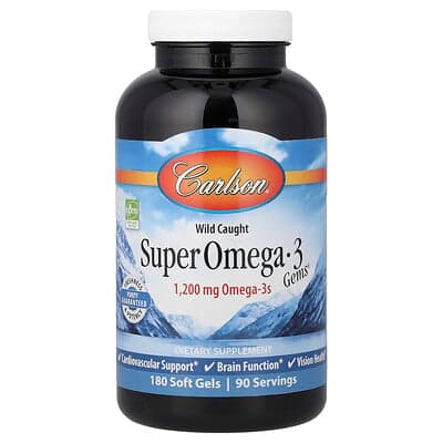 Carlson, Vildtfangede Super Omega-3 Gems®, 180 bløde geler
