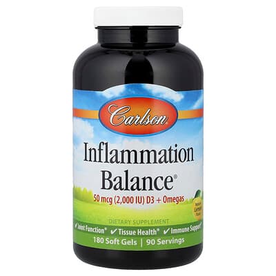 Carlson, Inflammation Balance®, naturlig citron, 180 bløde geler