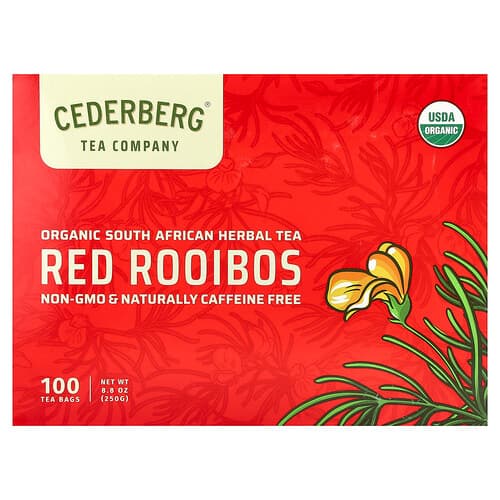 Cederberg Tea Co, Økologisk sydafrikansk urtete, rød rooibos, koffeinfri, 100 tebreve, 8,8 oz (250 g)