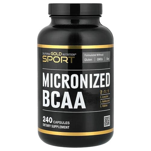 California Gold Nutrition, Sport, mikroniserede BCAA, forgrenede aminosyrer, 240 kapsler