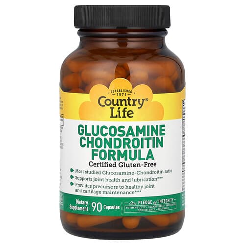 Country Life, Glucosamin Chondroitin Formel, 90 kapsler