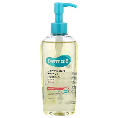 Derma:B, Daglig fugtgivende kropsolie, frisk fersken, 200 ml