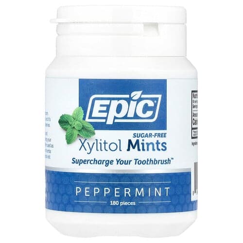 Epic Dental, Xylitol Mints, Pebermynte, Sukkerfri, 180 Stk.