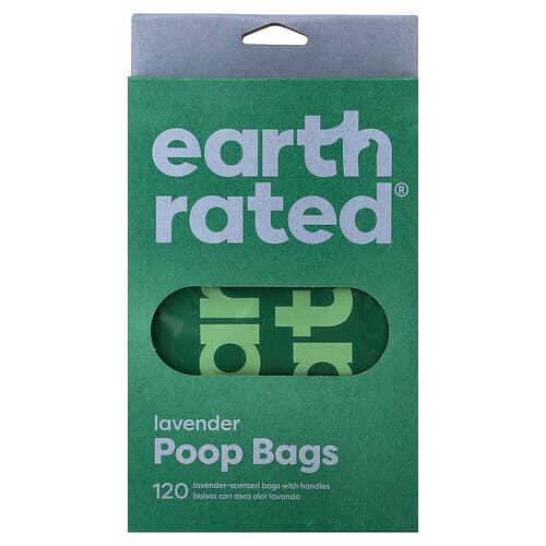 Earth Rated, Hundeposer med håndtag, lavendel, 120 poser med håndtag