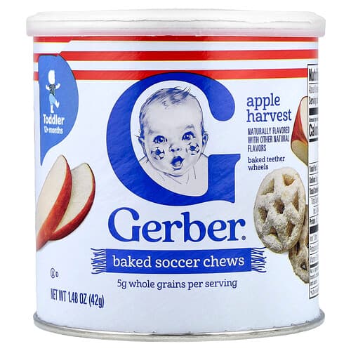 Gerber, Bagte fodboldtyggepinde, 12+ måneder, æblehøst, 42 g