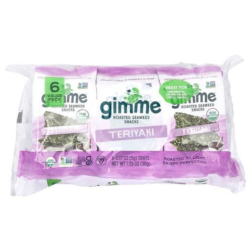 gimMe, Ristede tangsnacks, Teriyaki, 6 pakker, 0,17 oz (5 g) pr. stk.