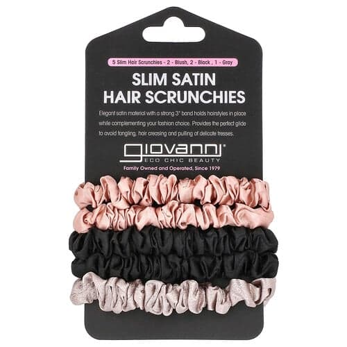 Giovanni, Tynde satin hårspænder, blush, sort, grå, 5 spænder