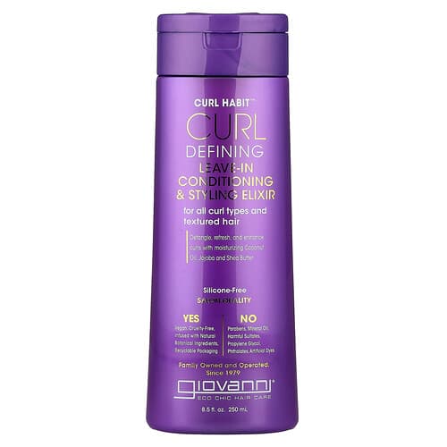 Giovanni, Curl Habit™, Krølledefinerende Leave-In Balsam & Styling Elixir, Til alle krølletyper og tekstureret hår, 250 ml