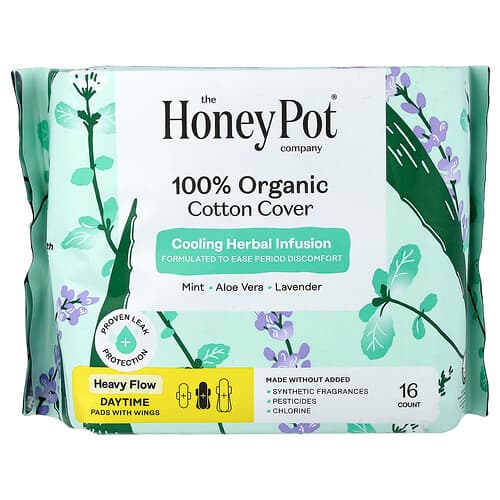 The Honey Pot Company, 100% økologisk bomuldsbetræk, dagindlæg med vinger, kraftige, 16 stk.