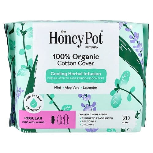 The Honey Pot Company, Kølende urteinfusion, puder med vinger, almindelig, 20 stk.