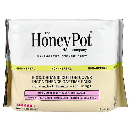 The Honey Pot Company, 100% økologisk bomuldsbetræk til inkontinens, dagtimerne, 16 stk.