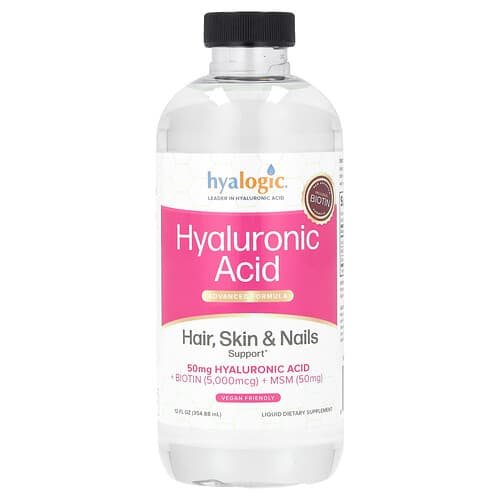 Hyalogic, Hyaluronsyre, avanceret formel, støtte til hår, hud og negle, 354,88 ml
