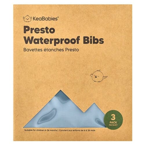 KeaBabies, Presto vandtætte hagesmække, 6-36 måneder, skifer, 3-pak