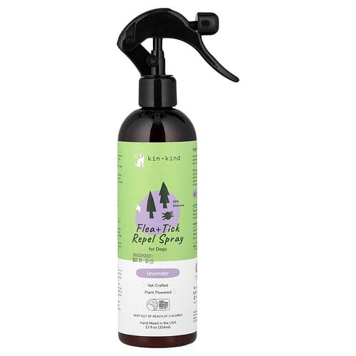 Kin+Kind, Loppe- og flåtafvisende spray, til hunde, lavendel, 354 ml