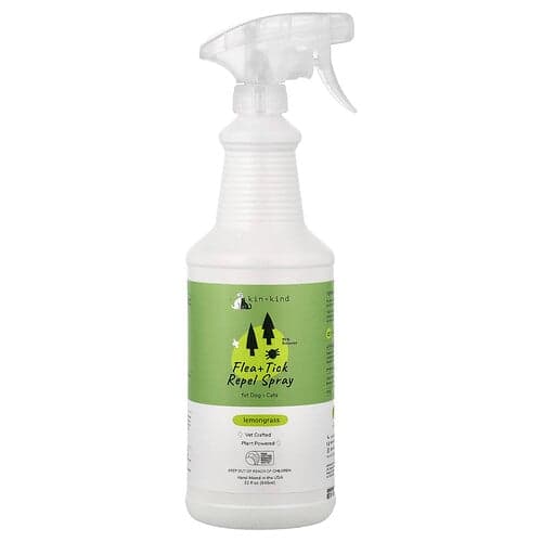 Kin+Kind, Loppe- og flåtafvisende spray, til hunde og katte, citrongræs, 946 ml