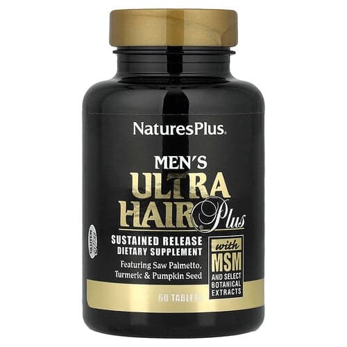 NaturesPlus, Men's Ultra Hair® Plus, med MSM og udvalgte botaniske ekstrakter, 60 tabletter
